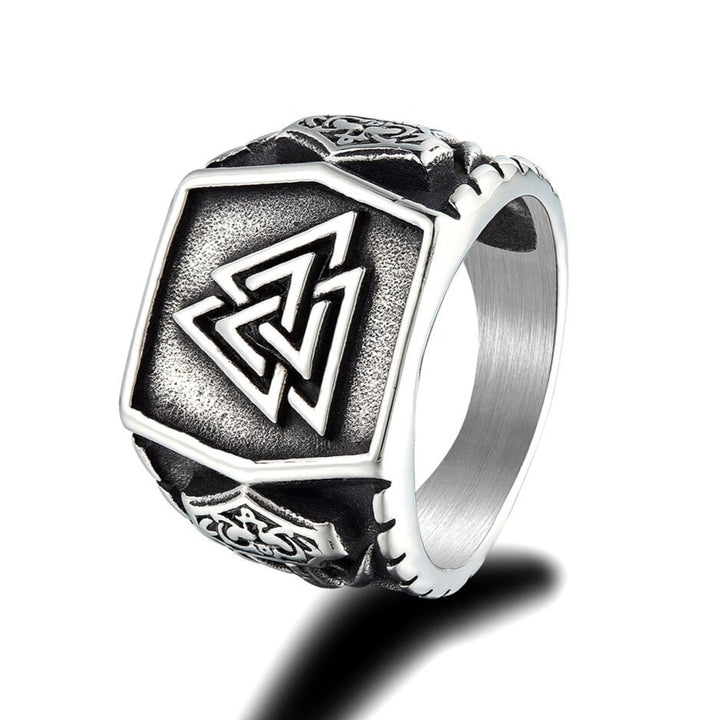 Viking Ring - Valknut With Thor's Hammer