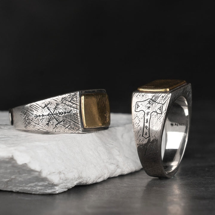 Nordic Viking Rune Ring - Sterling Silver