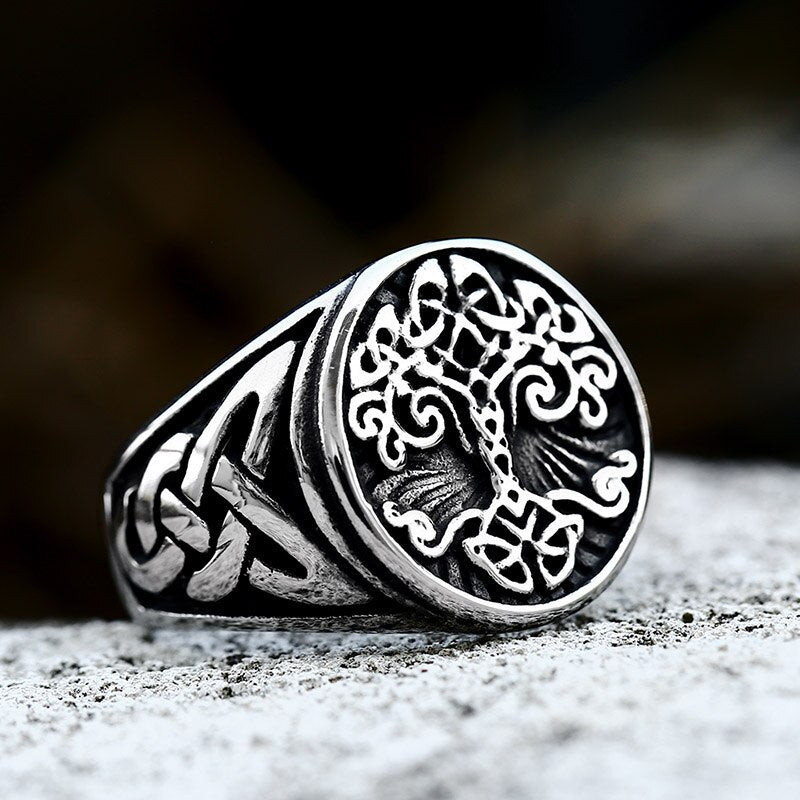 Tree Of Life Ring Yggdrasil Ring Yew Tree Ring Stainless Steel Mens | eBay