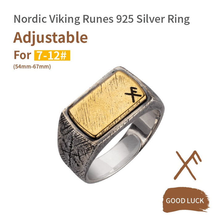 Nordic Viking Rune Ring - Sterling Silver