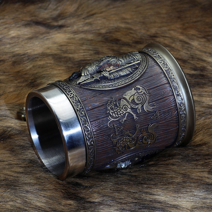 Norse Viking Beer Mug Featuring Thor and Odin