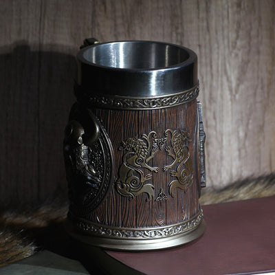 Norse Viking Beer Mug Featuring Thor and Odin