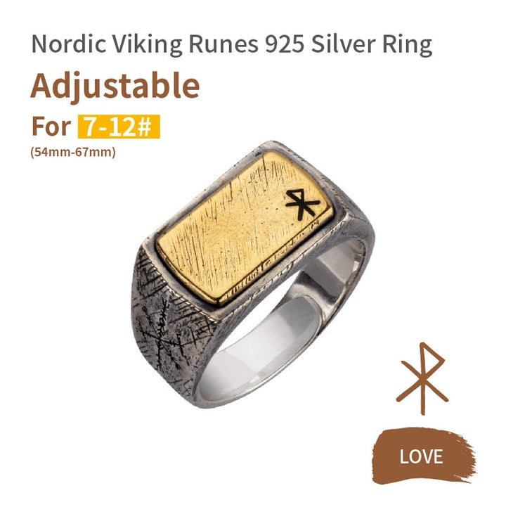 Nordic Viking Rune Ring - Sterling Silver