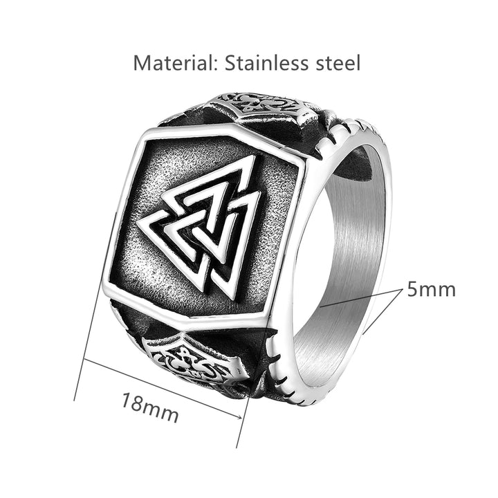 Viking Ring - Valknut With Thor's Hammer