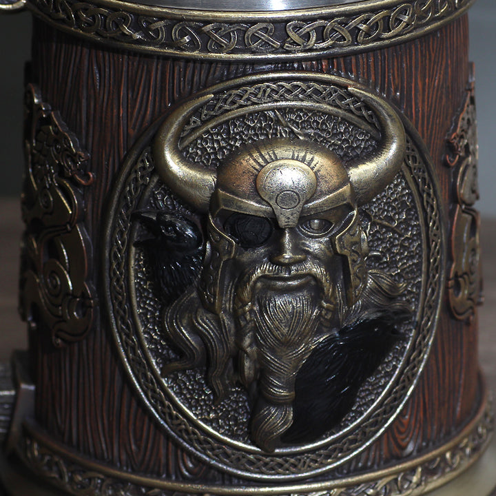 Norse Viking Beer Mug Featuring Thor and Odin