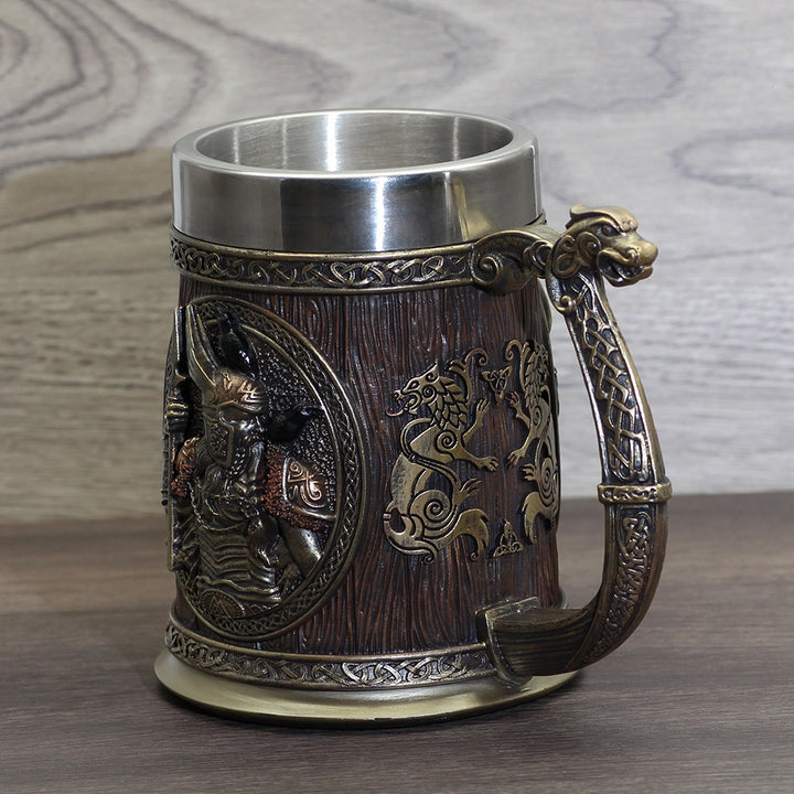 Norse Viking Beer Mug Featuring Thor and Odin