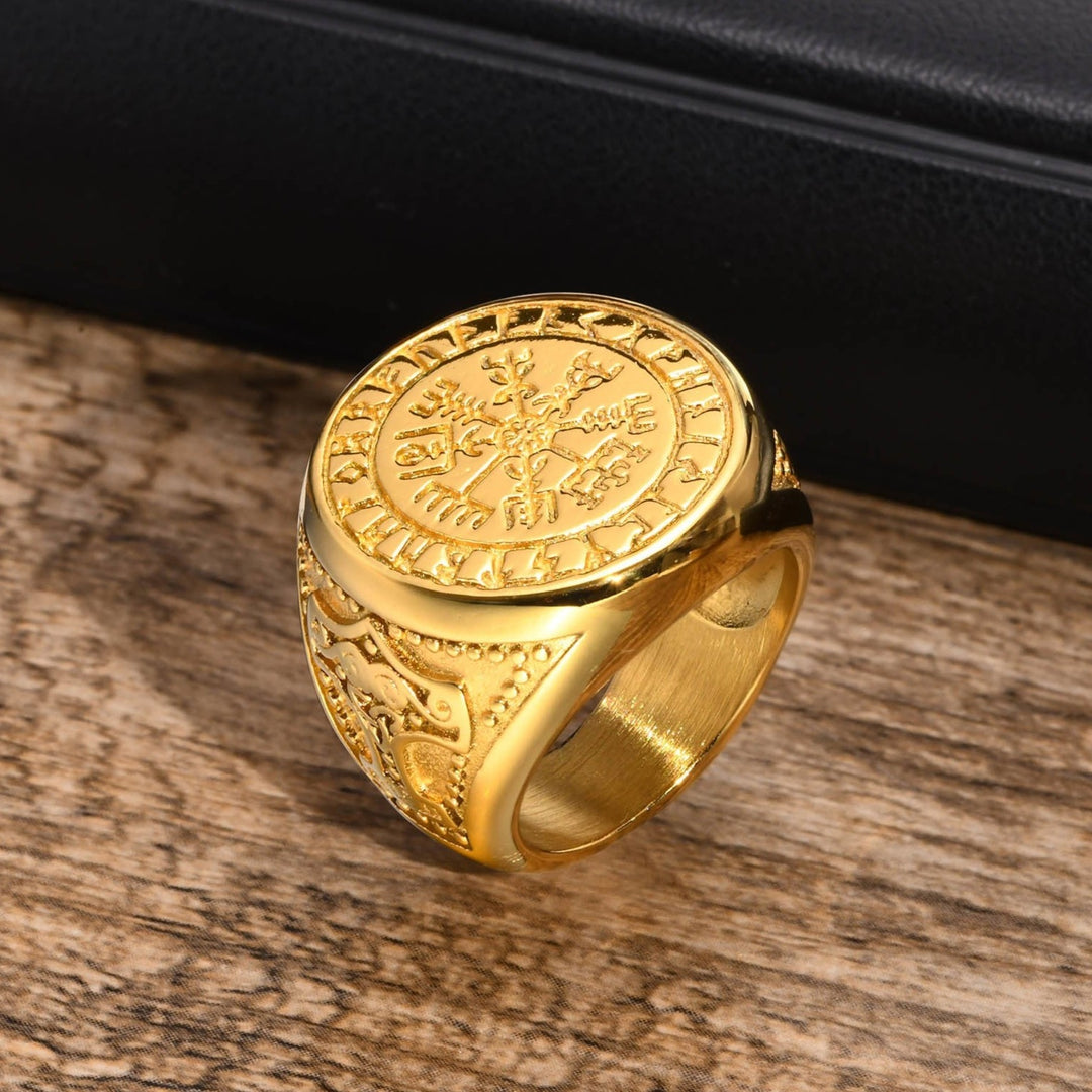 Viking Ring - Vegvisir with Mjolnir