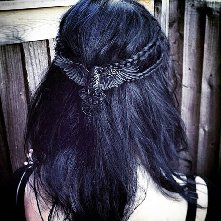 Viking Hair Clip - Helm of Awe Raven