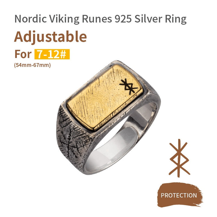 Nordic Viking Rune Ring - Sterling Silver