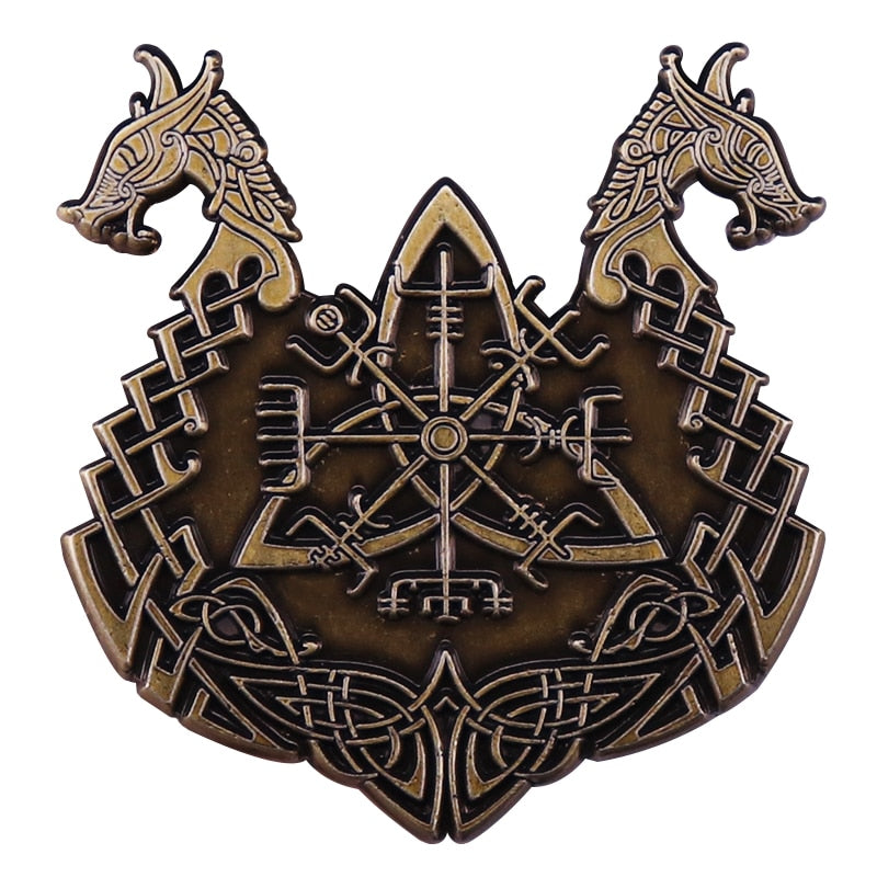 Viking Brooch - Drakkar Nordic Runes Enamel Pin – Valhalla Vikings