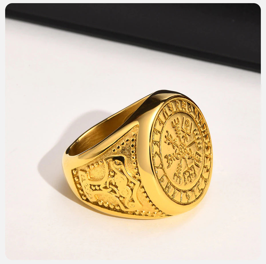 Viking Ring - Vegvisir with Mjolnir