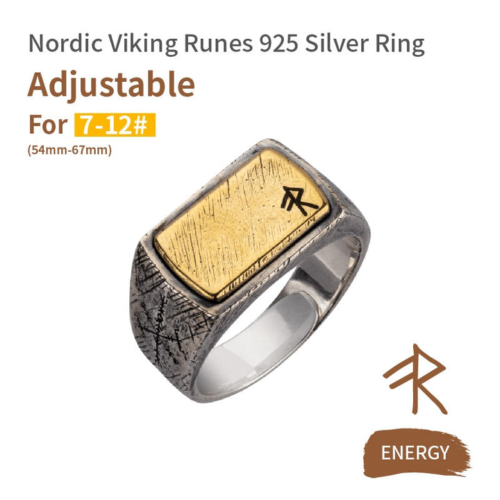 Nordic Viking Rune Ring - Sterling Silver