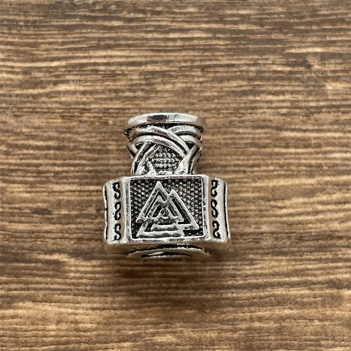 VIKING BEARD BEAD - MJOLNIR WITH VALKNUT SYMBOL