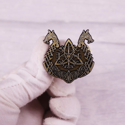 Viking Brooch - Drakkar Nordic Runes Enamel Pin