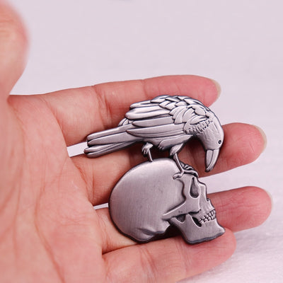 Viking Brooch - Raven Skull Enamel Pin