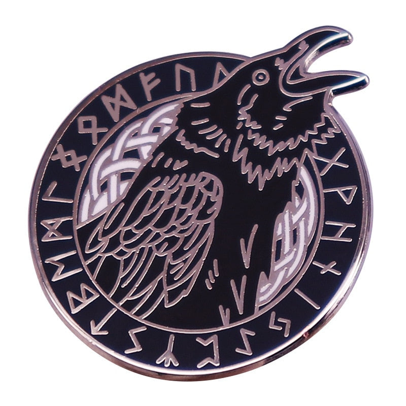 Viking Brooch - Odin's Raven Enamel Pin