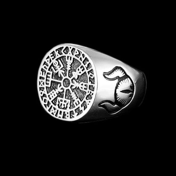 Viking Ring - Vegvisir And Helmet
