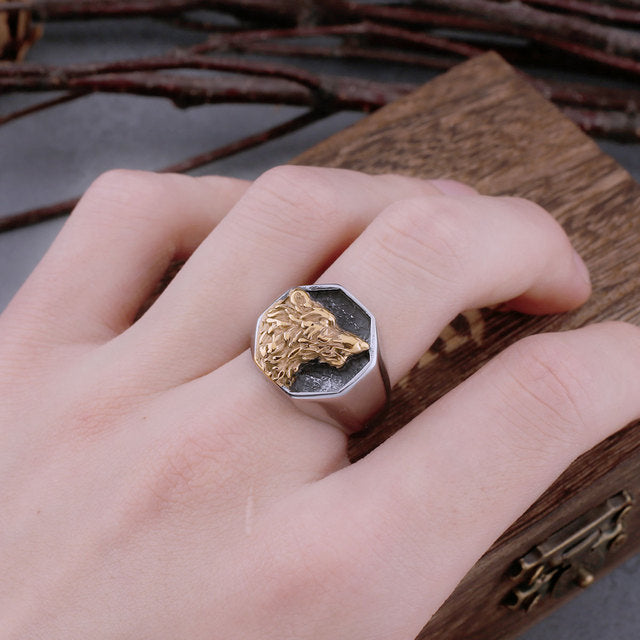 Wolf ring gold cheap