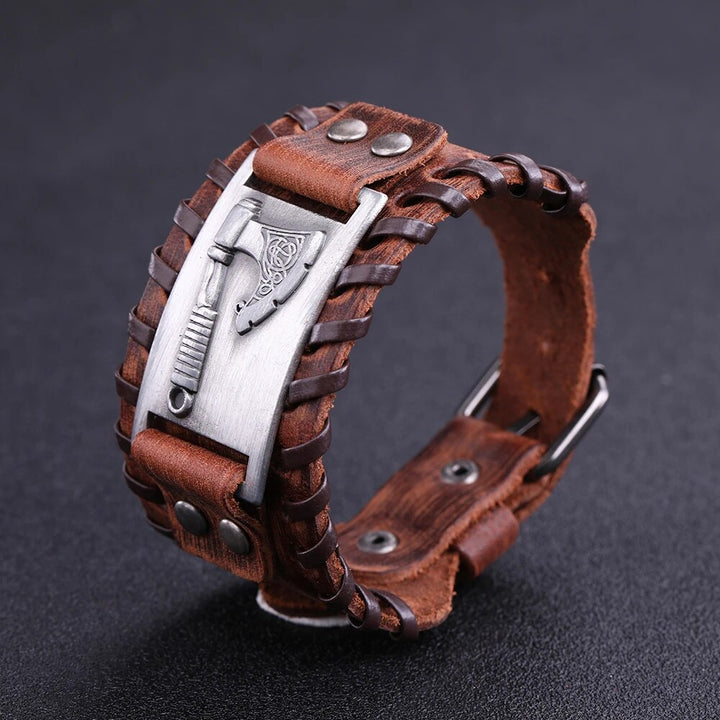 Viking Axe Leather Bracelet