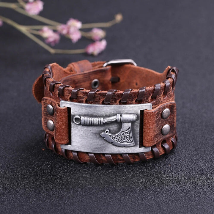 Viking Axe Leather Bracelet