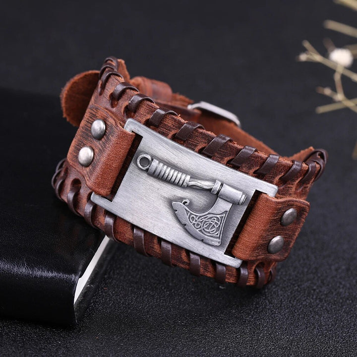 Viking Axe Leather Bracelet