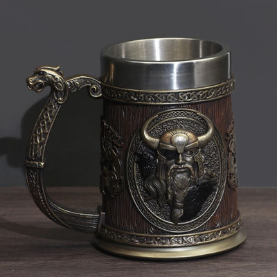 Norse Viking Beer Mug Featuring Thor and Odin
