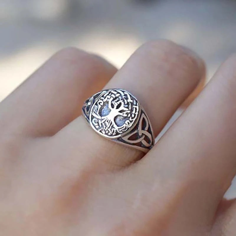 Viking Ring - Silver Yggdrasil Tree Knotwork