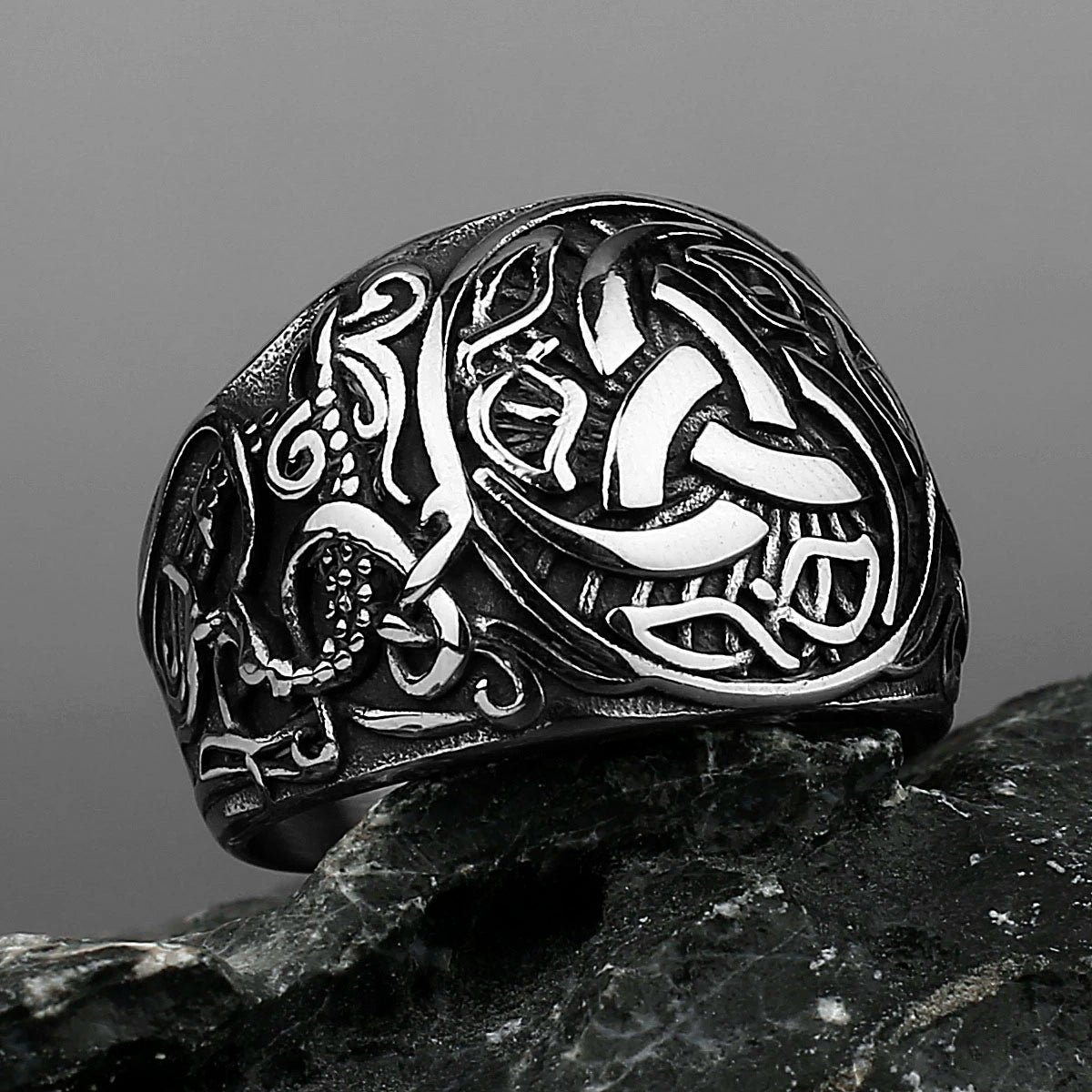 Viking Celtic Knot Rune Stainless Steel Rings Gold / US 13