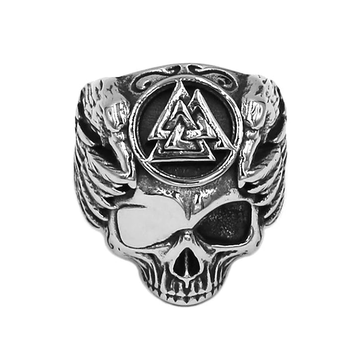 Viking Ring - Fallen Warrior With Ravens and Valknut