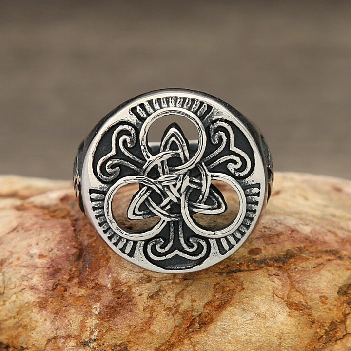 Viking Ring - Trinity Knot with Valknut