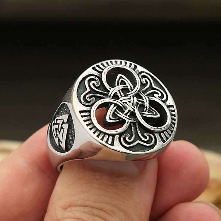 Viking Ring - Trinity Knot with Valknut