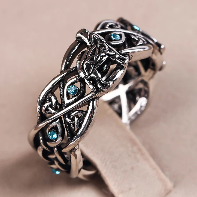 Celtic Wolf Viking Ring