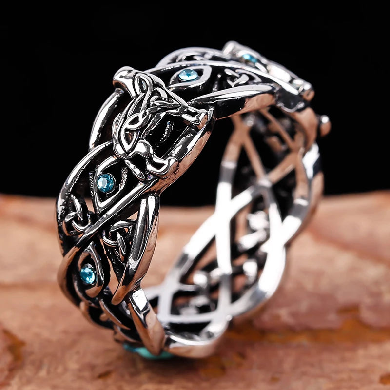 Celtic Wolf Viking Ring