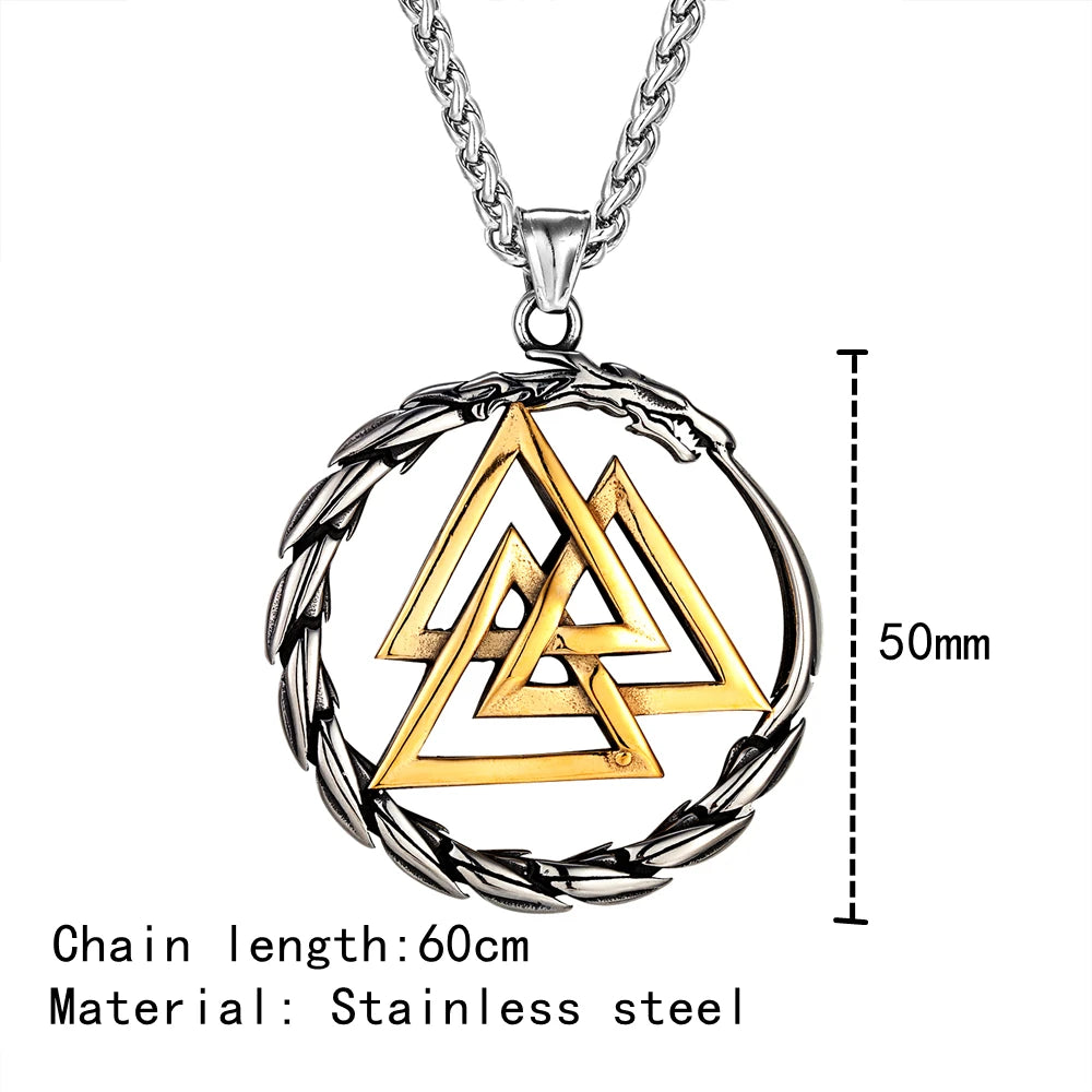 Viking Necklace - Valknut Ouroboros
