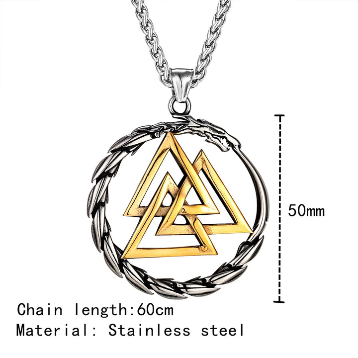 Viking Necklace - Valknut Ouroboros