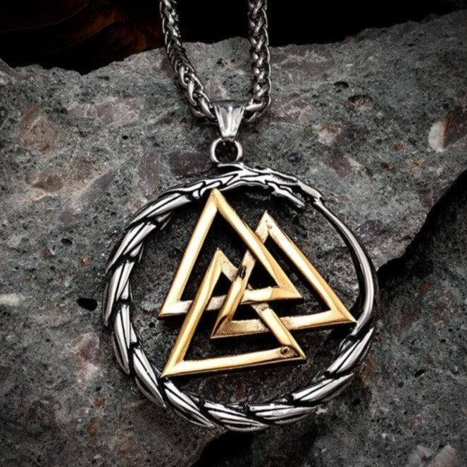 Viking Necklace - Valknut Ouroboros