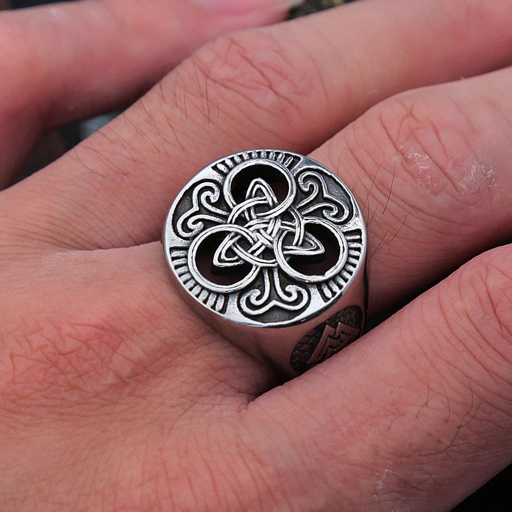 Viking Ring - Trinity Knot with Valknut