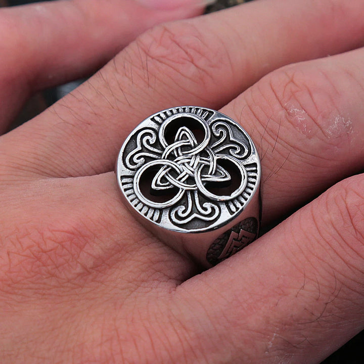 Viking Ring - Trinity Knot with Valknut