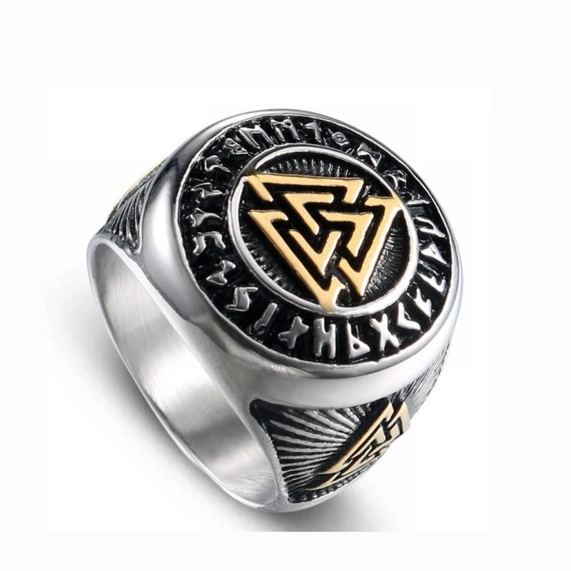 Viking Ring - Gold Trimmed Valknut