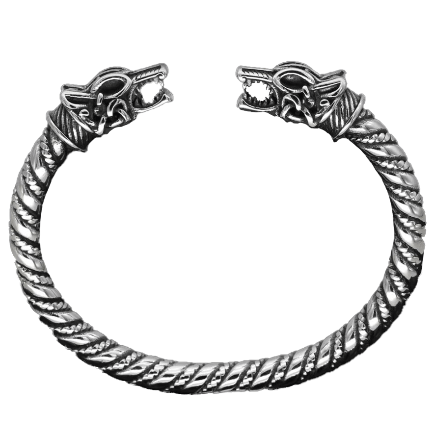 Wolf Head Twisted  Viking  Arm Ring