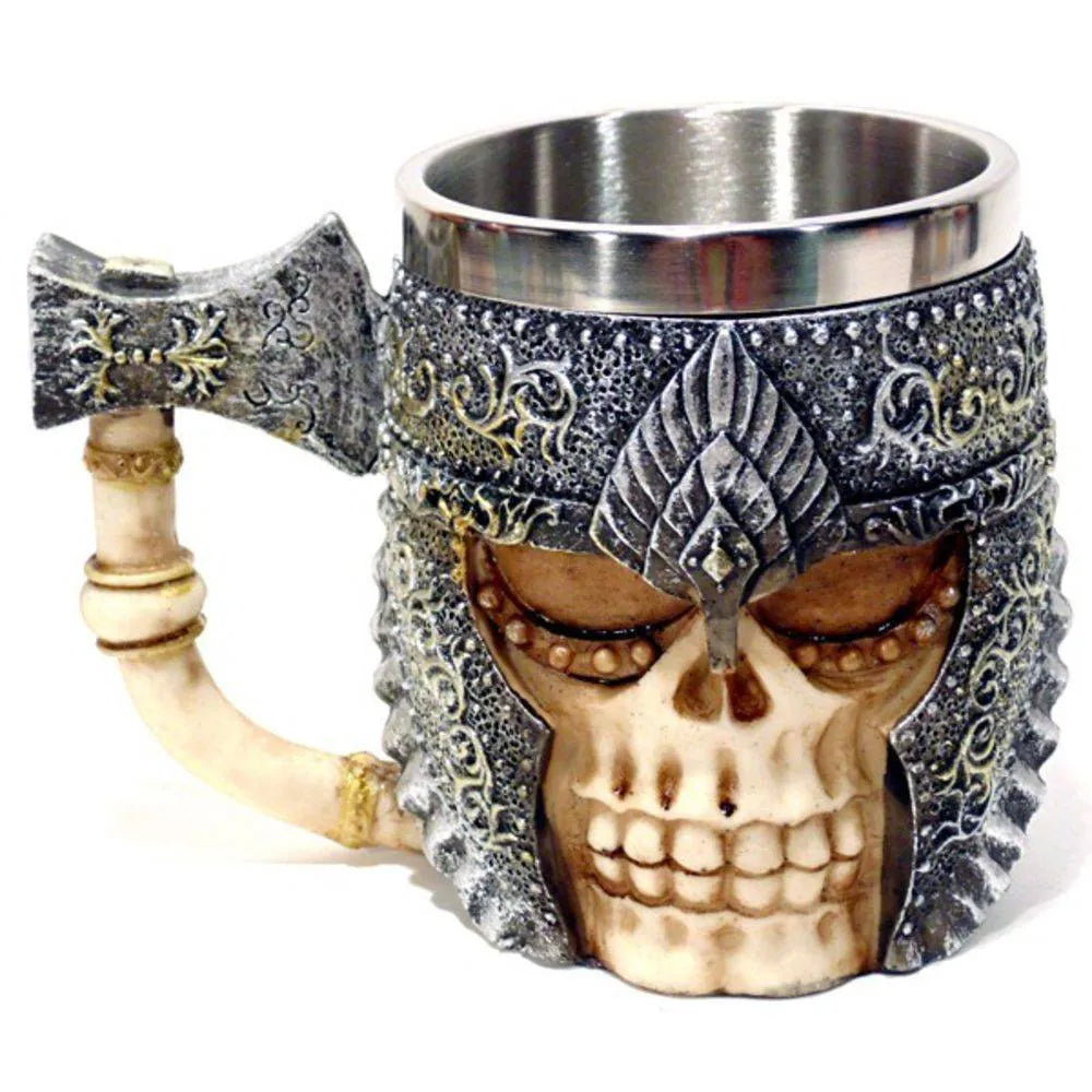 3D Double Layer Axe Viking Skull Mug