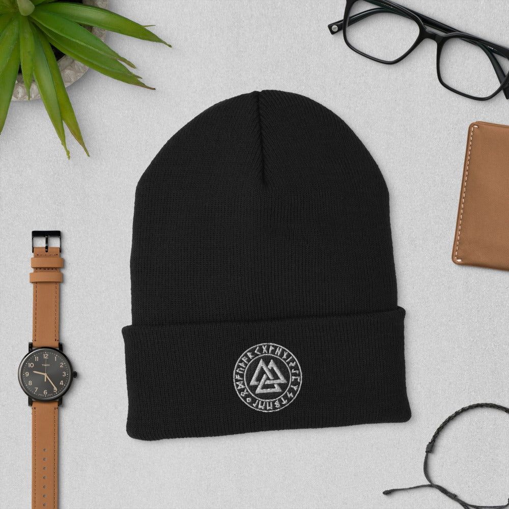 Viking Beanie Featuring A Valknut Symbol