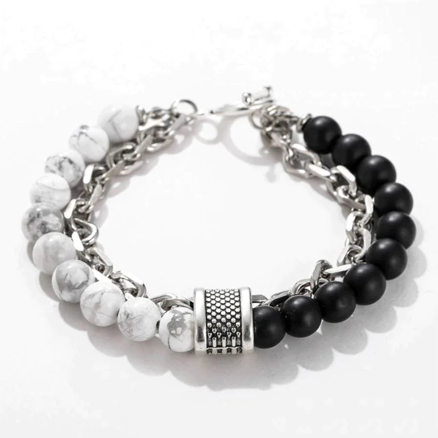 Double-layer Beaded Stone Viking Bracelet
