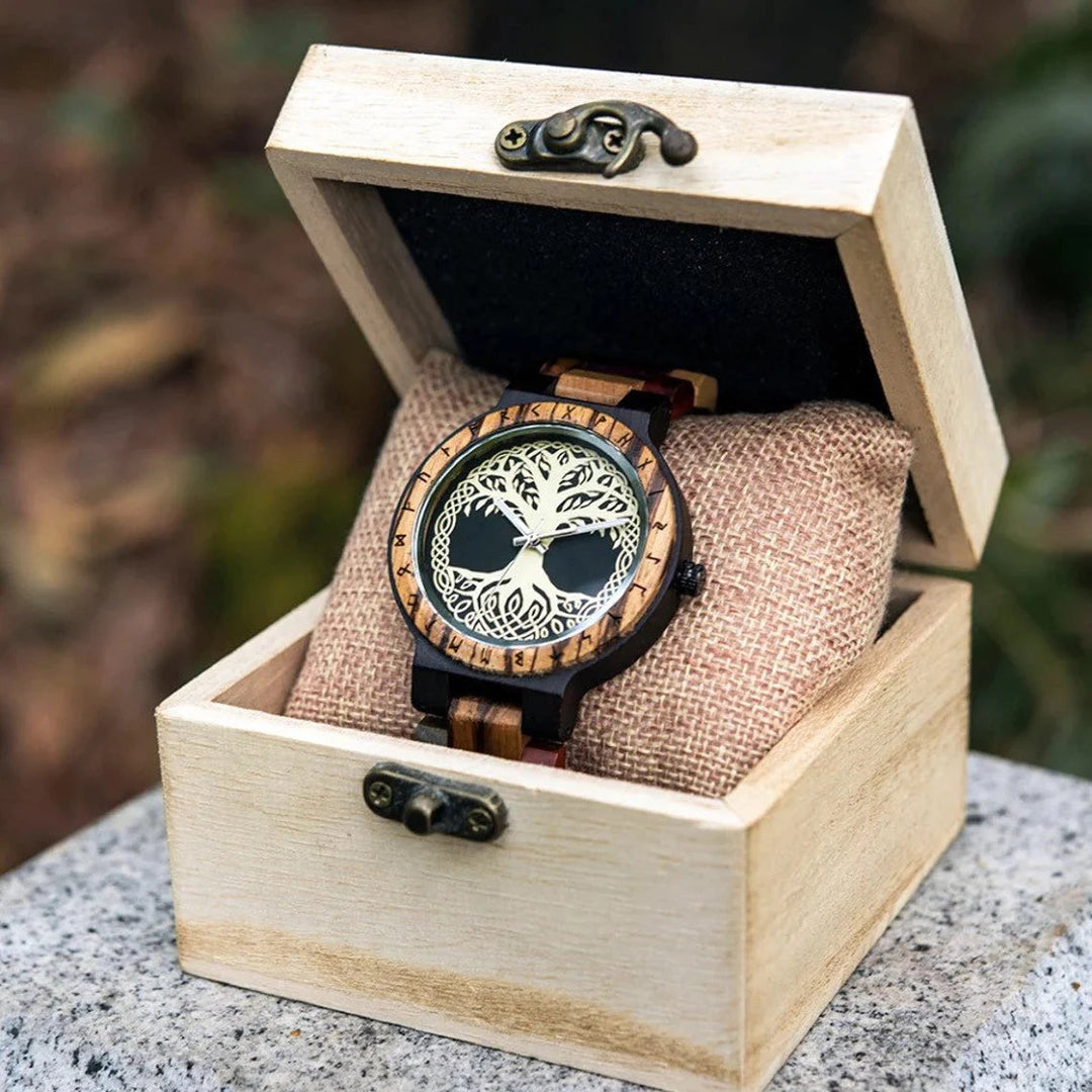 YGGDRASIL TREE OF LIFE WOODEN VIKING WATCH