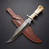 Hand Forged Viking Hunting Knife With Camel Bone Handle And Leather Sheath