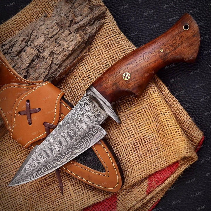 Hand Forged Hunting Knife With Leather Sheath