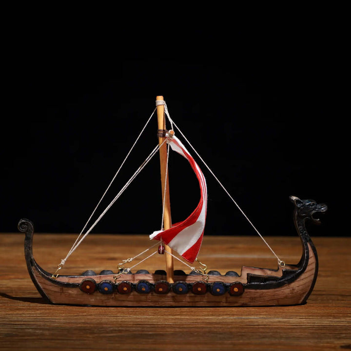 Drakkar Viking Longship Model With Mast And Sail