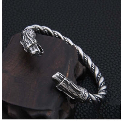 Viking Wrist Bracelet Featuring Fenrir