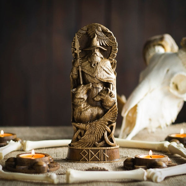 Odin The Allfather, Handcrafted Wooden Sculpture