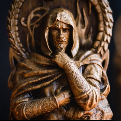 Loki Sculpture, Norse God Wood Carving Statue